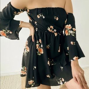 Lulus strapless bell sleeve dress